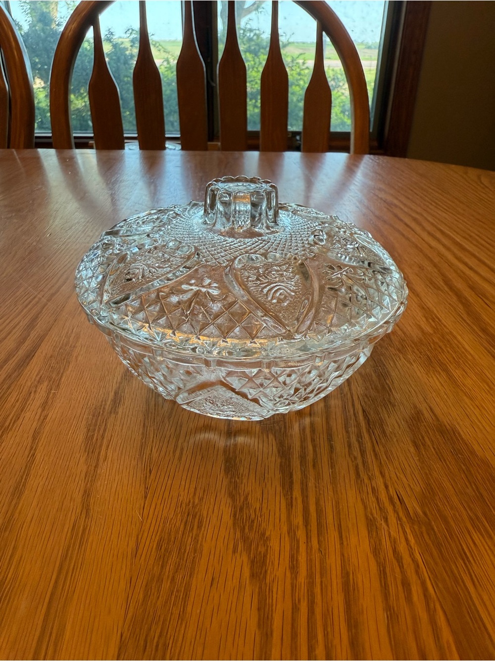 Vintage Pressed Glass Covered Candy/Trinket Dish